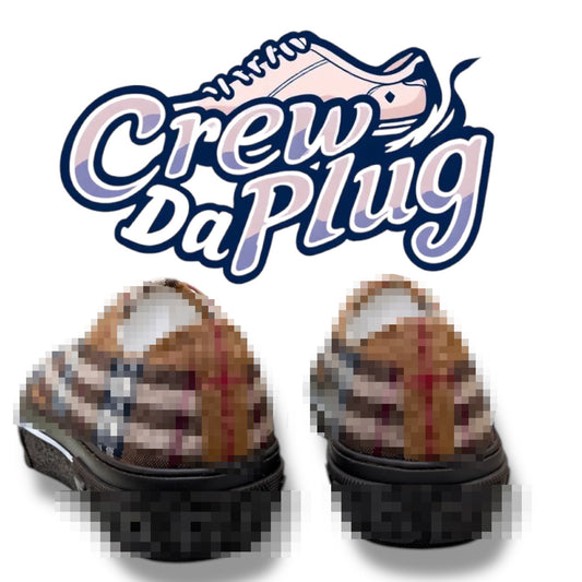 B-Brown check low-top trainers