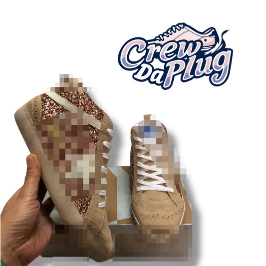 Star Logo  Mid-Top Rose Glitter Trainers
